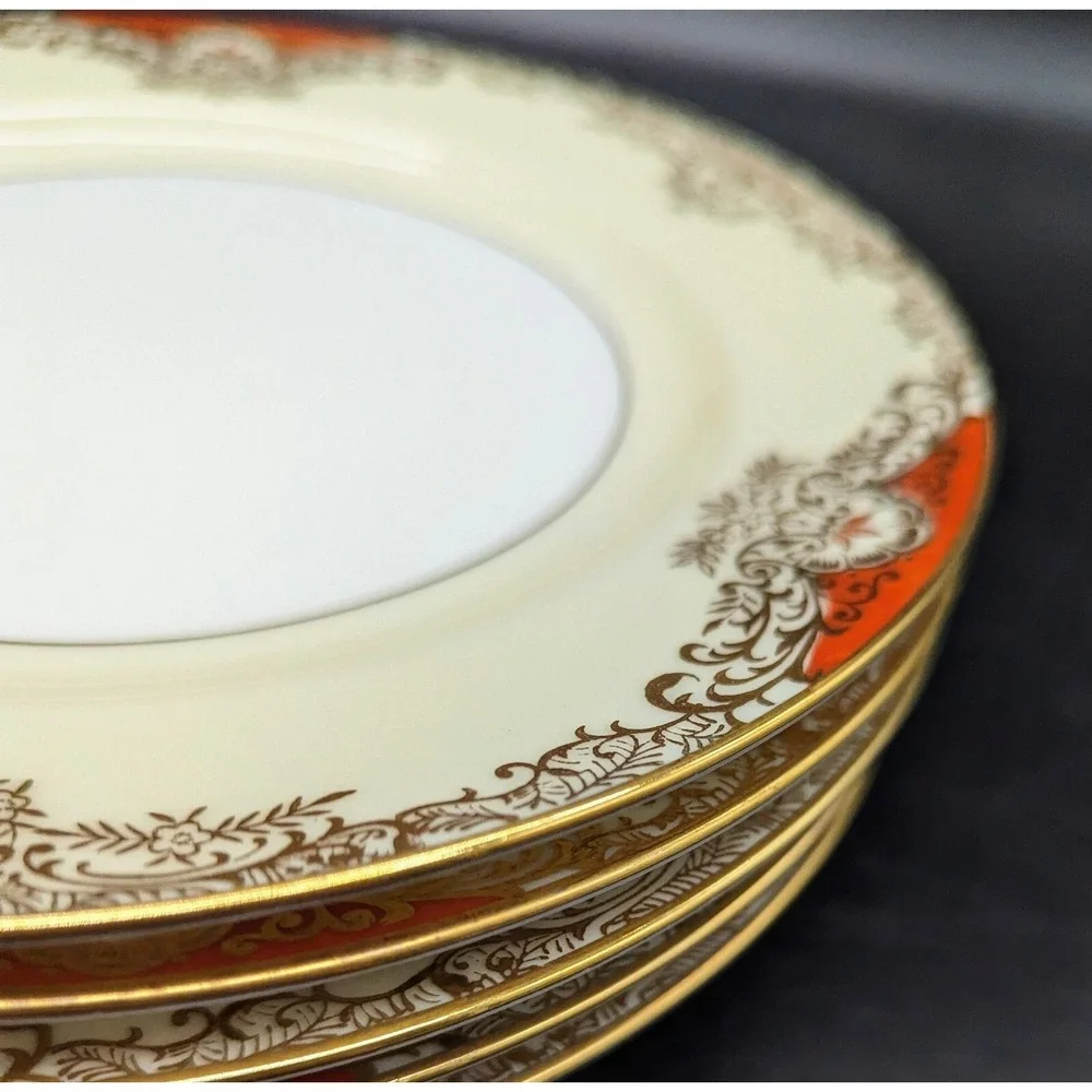 Vintage Set/5 Noritake Marietta Salad Dessert Plate Hand Painted Gold Trim 7.75